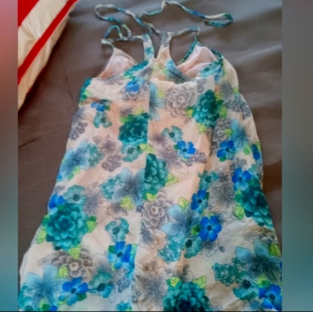 Blue floral dress asymmetrical - Picture 5 of 5